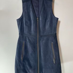 Free People Navy Suede sleeveless Zipper Mini dress
